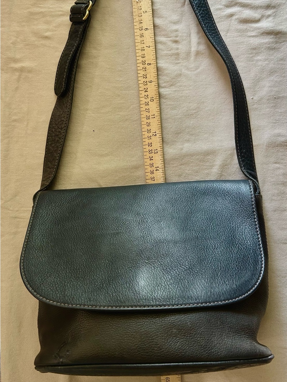 Coach Dark Brown Gray Pebble Leather Shoulder Bag 4011-140 Italy